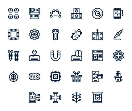 28 Bold Line Editable Designs for Component 64x64 Vector Icons Stock Illustration