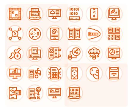 28 Bold Line Editable Vector Icons crafted for Digital Data 128x128 applica.. Illustrazione stock