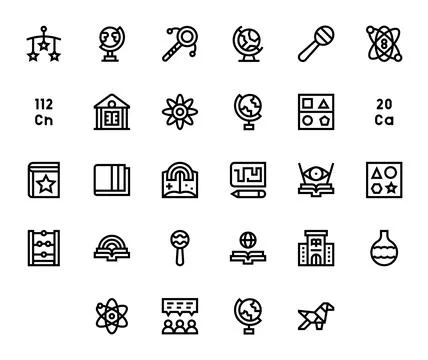 28 Bold Line Editable Vector Icons crafted for Educational Retina Ready app.. 스톡 일러스트