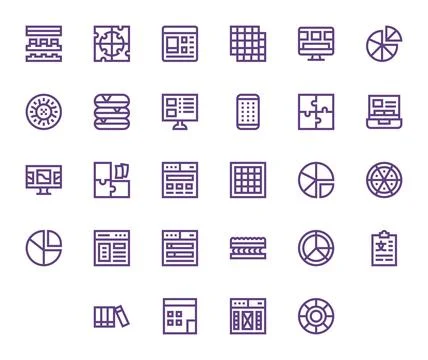 28 Bold Line Editable Vector Icons tailored for Sections 128x128 interface Stock Illustration
