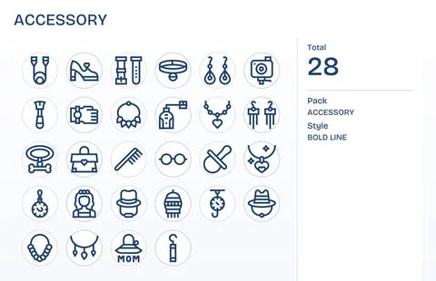 28 Bold Line Editable Vector Icons tailored for Accessory 128x128 interface Ilustración de archivo