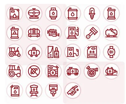 28 Bold Line Editable Vectors for Diesel Theme Stock Illustration