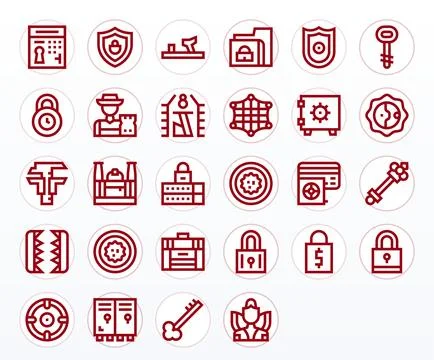 28 Bold Line Editable Vectors for Lock Theme Stock Illustration