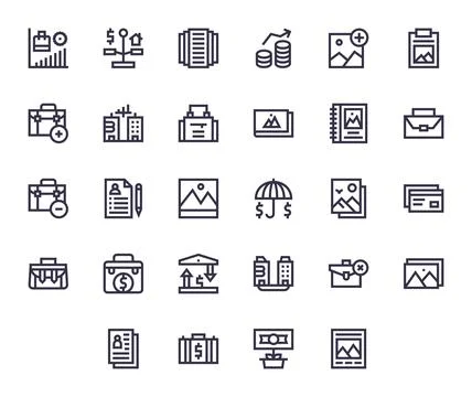 28 Bold Line Editable Vectors for Portfolio Theme Stock-Illustration