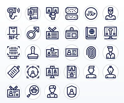 28 Bold Line Editable Vectors for Identification Theme 스톡 일러스트
