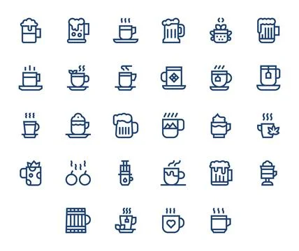 28 Bold Line Grid Fitted Vector Icons tailored for Mug 256x256 interface Stock Illustration