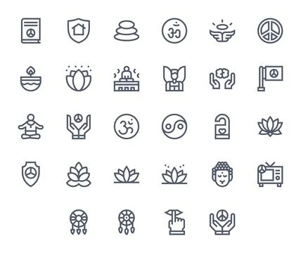 28 Bold Line Grid Fitted Vectors for Peace Theme Stock Illustration