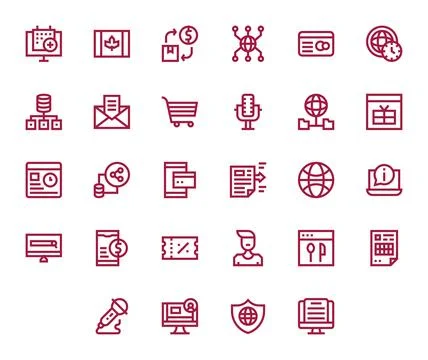 28 Bold Line Grid Fitted Vector Icons for Online Graphics Stockillustratie