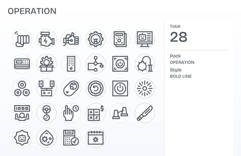 28 Bold Line Grid Fitted Vector Icons crafted for Operation Retina Ready ap.. Stock Illustration