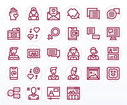28 Bold Line Pixel Aligned Designs for Social Media 128x128 Vector Icons Illustrazione stock
