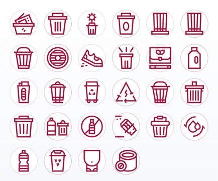 28 Bold Line Pixel Aligned Vector Icons crafted for Recycle 128x128 applica.. Stock Illustration