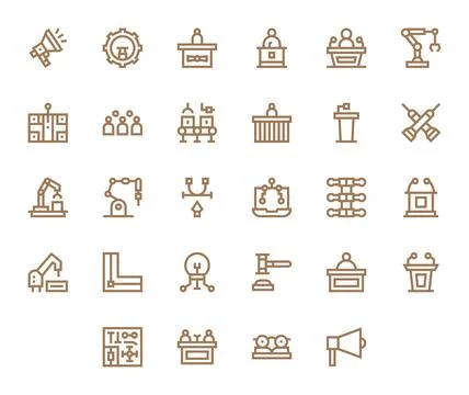 28 Bold Line Pixel Aligned Vector Icons for Assembly Graphics イラスト素材