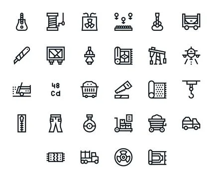 28 Bold Line Pixel Aligned Vector Icons for Material Graphics 스톡 일러스트