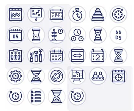 28 Bold Line Pixel Aligned Vector Icons for Timeline Graphics Stock Illustration