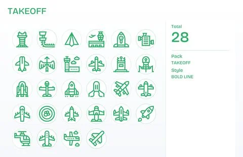 28 Bold Line Pixel Aligned Vector Icons crafted for Takeoff Retina Ready ap.. Stock Illustration