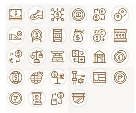 28 Bold Line Pixel Optimized Vector Icons for Trade Graphics Illustrazione stock
