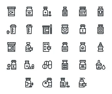 28 Bold Line Pixel Optimized Vector Icons tailored for Supplement 256x256 i.. Stock-Illustration