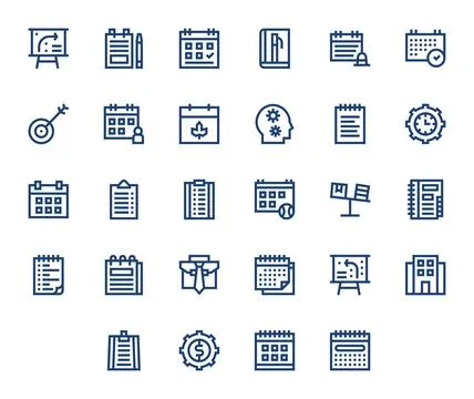 28 Bold Line Pixel Optimized Designs for Planning 256x256 Vector Icons Stockillustratie