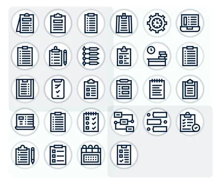 28 Bold Line Pixel Optimized Vector Icons for Tasks Graphics 스톡 일러스트