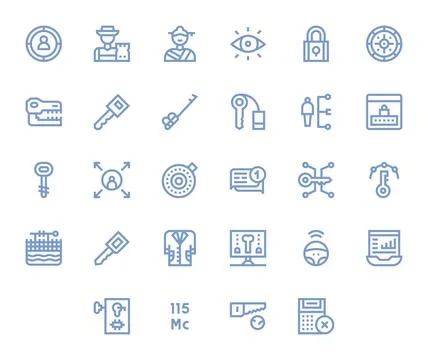 28 Bold Line Pixel Optimized Vector Icons for Key Graphics Illustrazione stock