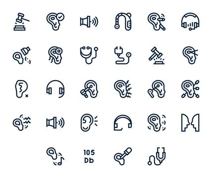 28 Bold Line Pixel Optimized Vector Icons tailored for Hearing 64x64 interfac イラスト素材