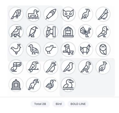28 Bold Line Pixel Optimized 256x256 Vector Icons from Bird Suite Stock Illustration