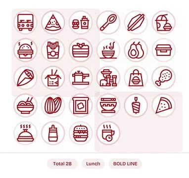 28 Bold Line Pixel Optimized Vector Icons crafted for Lunch Retina Ready ap.. Stock Illustration