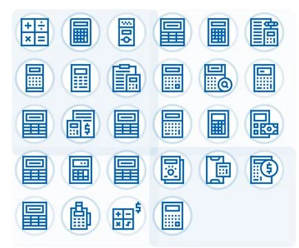 28 Bold Line PIXEL Perfect Vector Icons crafted for Calculator High Resolut.. Illustrazione stock