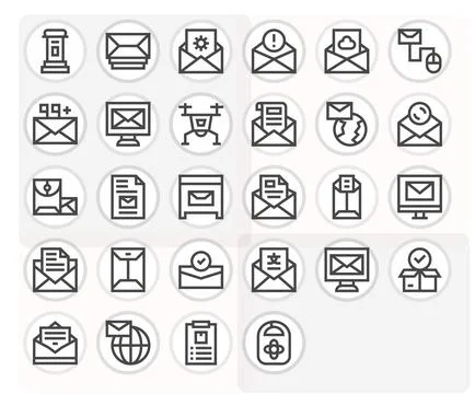 28 Bold Line PIXEL Perfect Vector Icons tailored for Mail 64x64 interface Stock Illustration