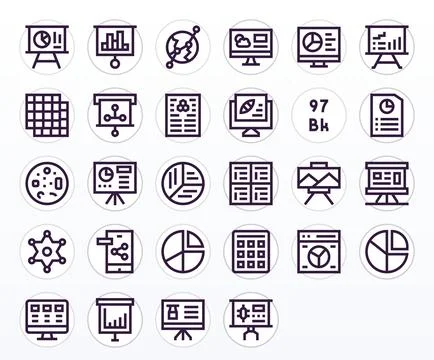 28 Bold Line Vector Icons from Infographic in 128x128 Pixel Aligned Quality 스톡 일러스트