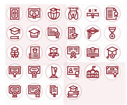 28 Bold Line Vector Icons designed for Diploma in High Resolution Editable .. Stock Illustration