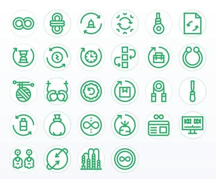 28 Bold Line Vector Icons from Loop in High Resolution Grid Fitted Quality Stock Illustration