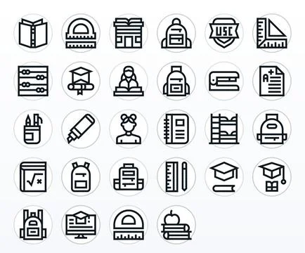 28 Bold Line Vector Icons designed for Student in 256x256 Grid Fitted format Stock-Illustration
