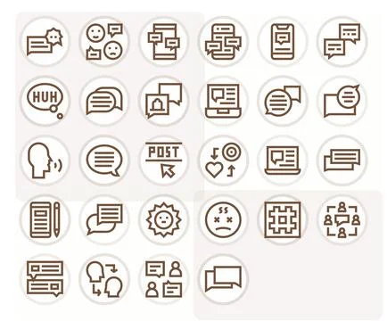 28 Bold Line Vector Icons for Comment in crisp 64x64 Grid Fitted resolution Stock Illustration