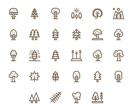 28 Bold Line Vector Icons designed for Evergreen in 64x64 Grid Fitted format Stock Illustration