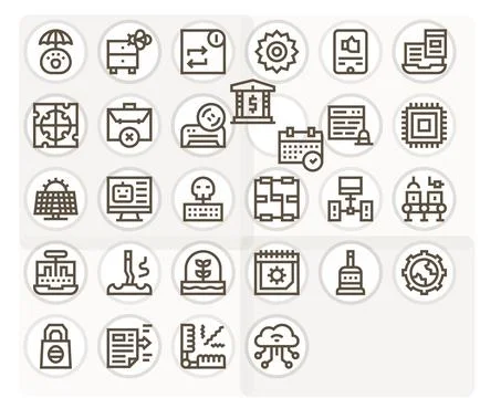 28 Bold Line Vector Icons from System in 64x64 PIXEL Perfect Quality Stock Illustration
