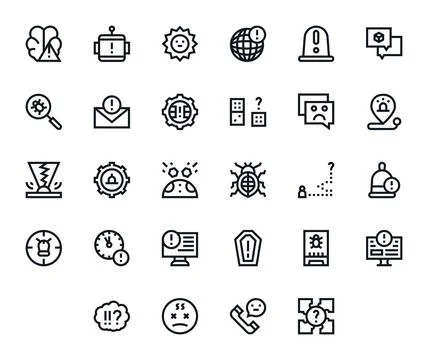 28 Bold Line Vector Icons from Issue in 64x64 Detail Enhanced Quality Stock Illustration