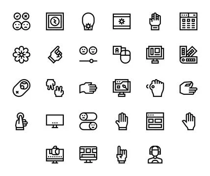 28 Bold Line Vector Icons for Ui in crisp Retina Ready PIXEL Perfect resoluti Illustrazione stock