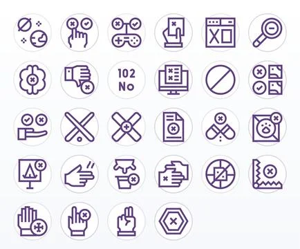 28 Bold Line Vector Icons designed for Deny in 256x256 Pixel Optimized format Stock-Illustration