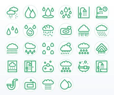 28 Bold Line Vector Icons designed for Shower in 64x64 Pixel Aligned format Stock Illustration