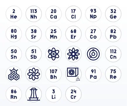 28 Bold Line Vector Icons from Atomic in High Resolution Pixel Aligned Qualit Stock Illustration
