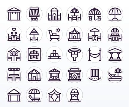 28 Bold Line Vector Icons from Patio in Retina Ready PIXEL Perfect Quality Stock Illustration