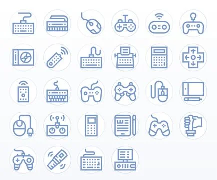 28 Bold Line Vector Icons designed for Input Device in Retina Ready Grid Fi.. Stock Illustration