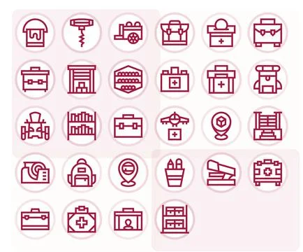 28 Bold Line Vector Icons for Supplies in crisp High Resolution Editable re.. 스톡 일러스트