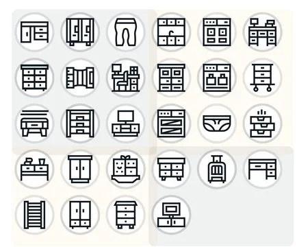 28 Bold Line Vector Icons from Drawers in 64x64 Editable Quality Stock Illustration