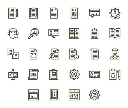 28 Bold Line Vector Icons designed for Details in High Resolution Grid Fitt.. Stock Illustration