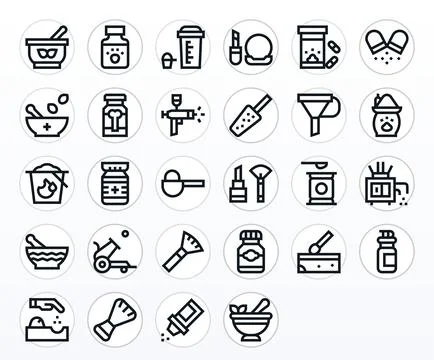 28 Bold Line Vector Icons designed for Powder in 64x64 Grid Fitted format Stock Illustration