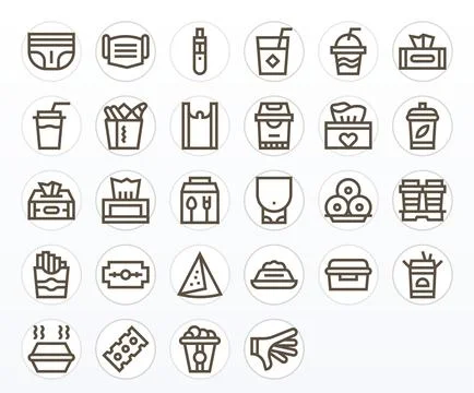 28 Bold Line Vector Icons for Disposable in crisp 256x256 Editable resolution Illustrazione stock