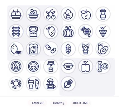 28 Bold Line Vector Icons designed for Healthy in High Resolution Display P.. Stock Illustration