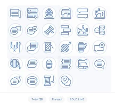 28 Bold Line Vector Icons designed for Thread in 128x128 PIXEL Perfect format Stock Illustration